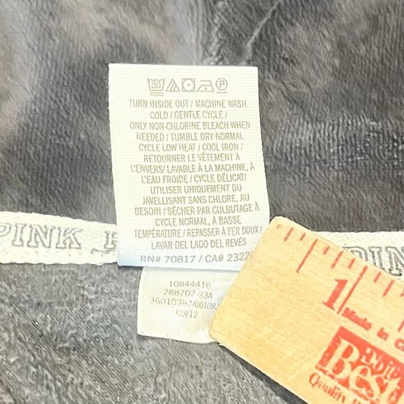 Victoria’s Secret Pink Hoodie Medium Black Gold Sequin Bling Vintage Full Zip - Picture 13 of 16